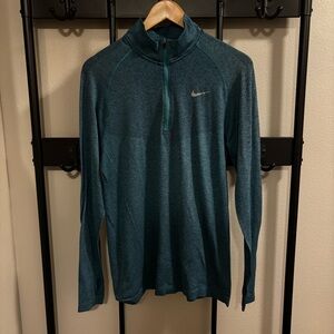 Nike Dri-Fit Teal Half-Zip Long Sleeve Top